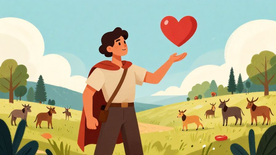 Illustration of a brave person standing firm in a battlefield while a heart floats nearby, symbolizing courage in love and war