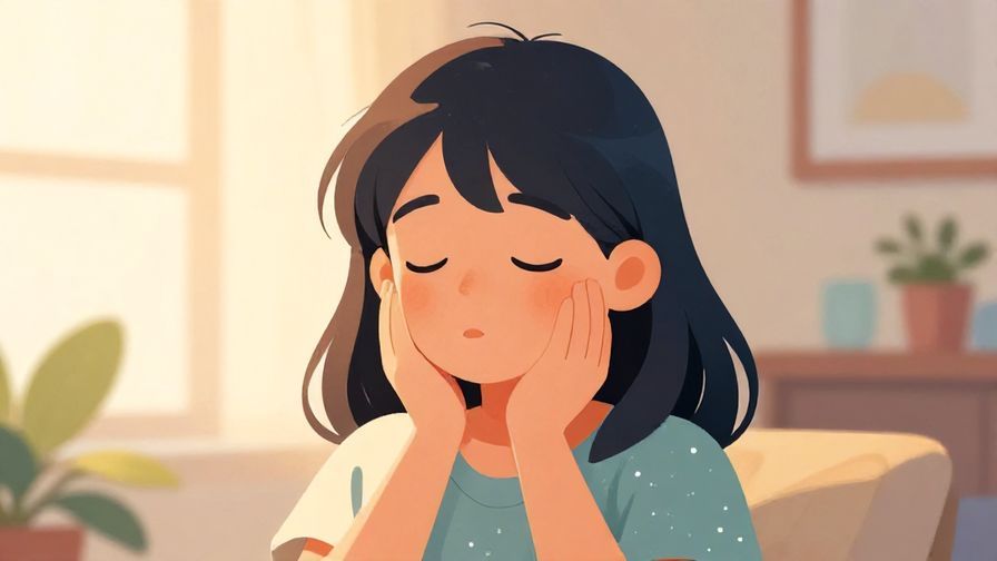 Illustration of a calm person taking a deep breath with a peaceful expression, soft morning light, detailed background, vibrant colors, illustrated style
