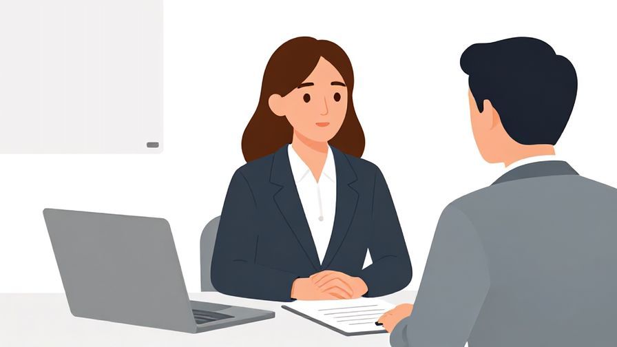 Illustration of a calm, polite customer making a formal request in a businesslike setting with subdued colors