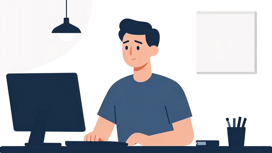 Illustration of a calm, professional figure with a slight nod of acknowledgment, surrounded by minimalist office elements