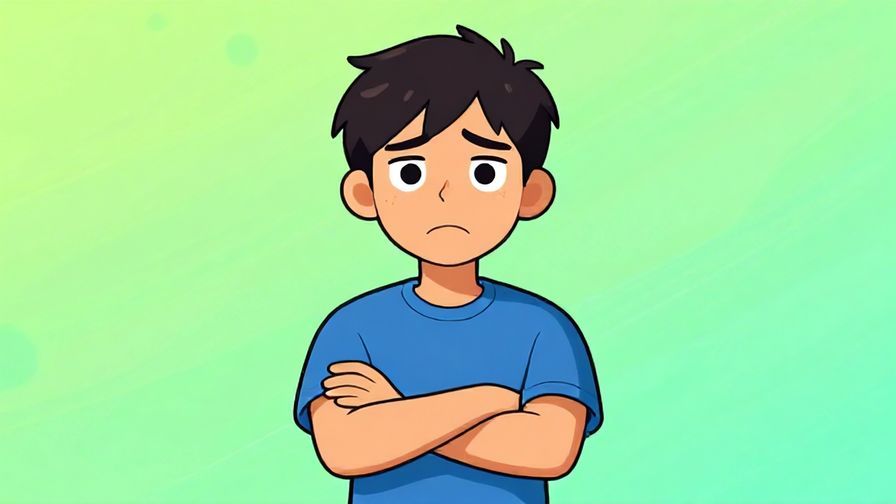 Illustration of a character crossing their arms with a displeased face, bright colors, illustrated style