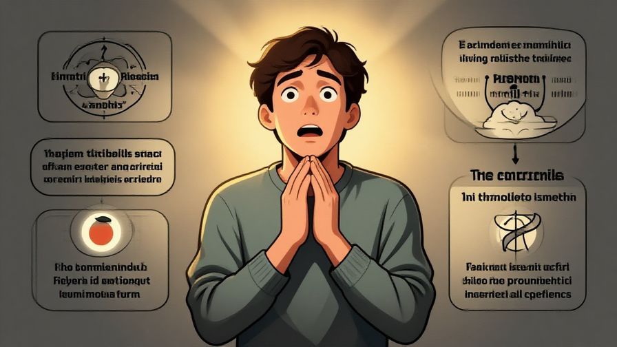 Illustration of a character looking amazed and thankful with dramatic lighting, symbolic imagery of near-death experience