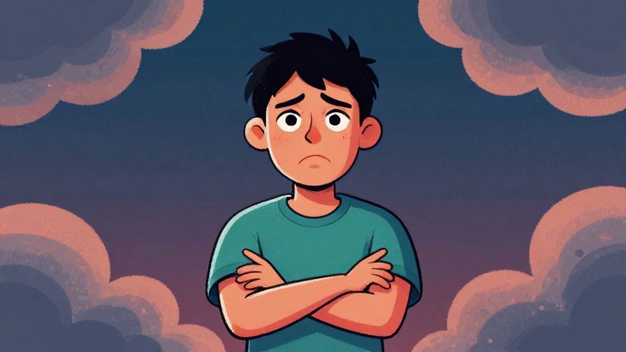 Illustration of a character with crossed arms and a pouty face, surrounded by dull clouds showing displeasure, vibrant colors, illustrated style