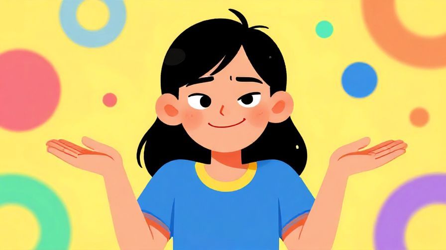 Illustration of a cheeky character with a smirk, shrugging confidently, lively background with playful colors