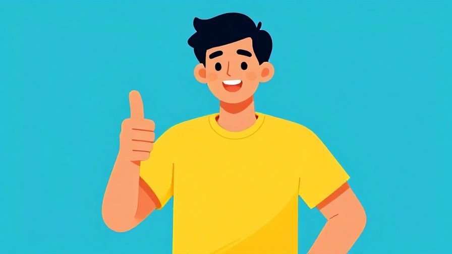 Illustration of a cheerful person giving a confident thumbs-up with bright energetic colors