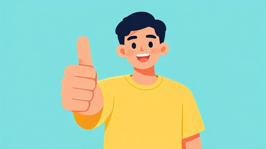 Illustration of a cheerful person giving a thumbs-up with a bright, plain background