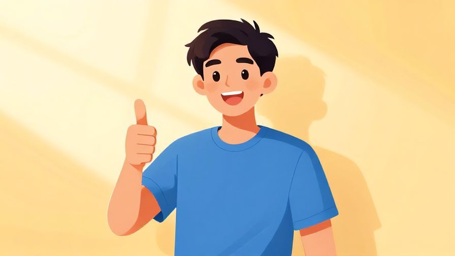 Illustration of a cheerful person giving a thumbs-up with bright, sunny background and soft shadows