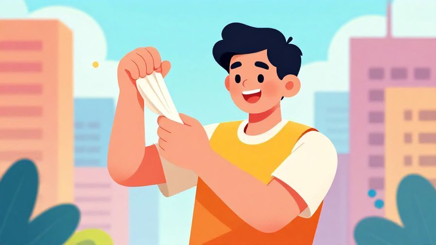 Illustration of a cheerful person rolling up their sleeves with determination, bright colors, stylized city background
