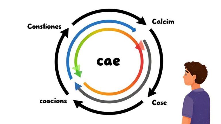 Illustration of a circle of cause and effect with arrows looping between actions and consequences, a calm person observing the flow, vibrant colors, illustrated style