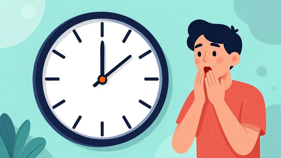 Illustration of a clock striking a specific time with a person reacting surprised, soft indoor lighting, vibrant colors