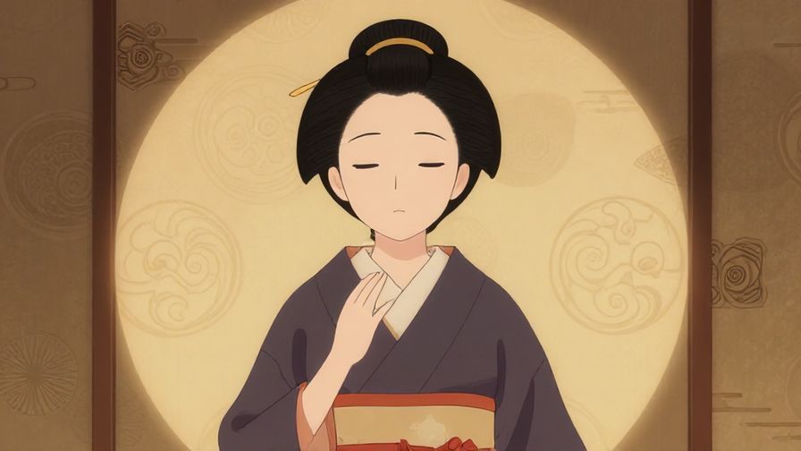 Illustration of a composed person calmly expressing certainty, surrounded by elegant traditional Japanese patterns and soft lighting