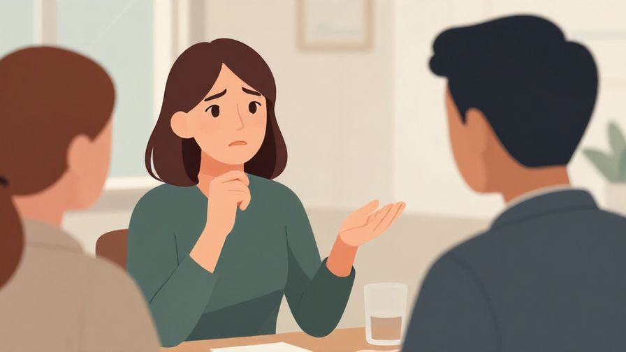 Illustration of a concerned person asking about an unusual event, formal setting, muted colors