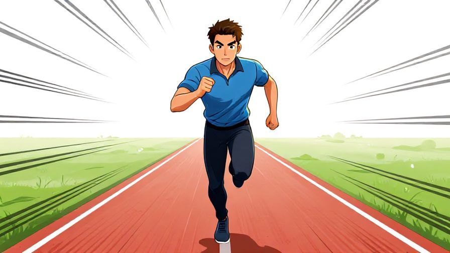 Illustration of a confident character charging forward on a straight path with determination, dynamic motion lines, vibrant colors, illustrated style