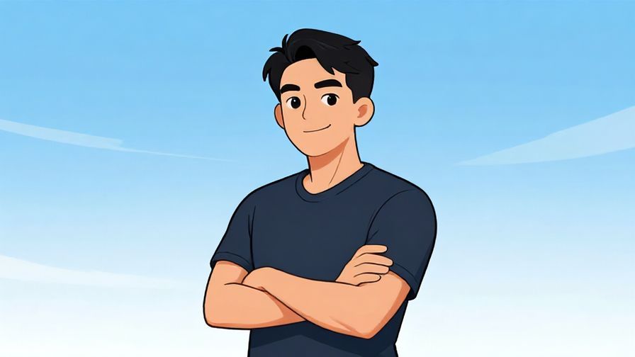 Illustration of a confident character crossing arms with a slight smile, background showing clear skies and no obstacles