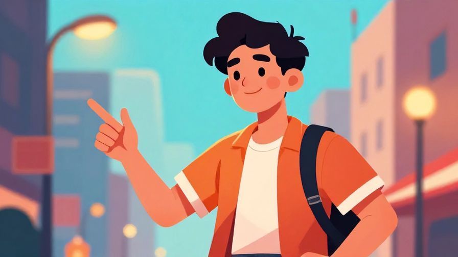 Illustration of a confident character giving a quick command with a playful grin, urban background with streetlights, vibrant colors