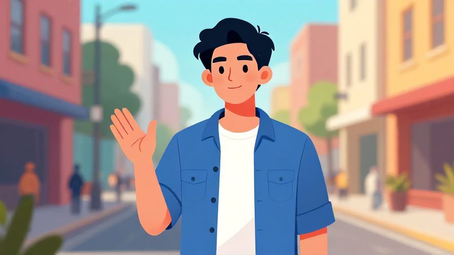 Illustration of a confident young person giving advice with a friendly but firm expression, urban street background, vibrant colors