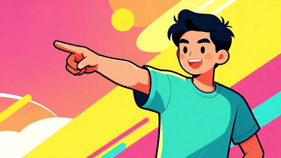 Illustration of a confident young person pointing forward with a smile, encouraging, vibrant colors, illustrated style