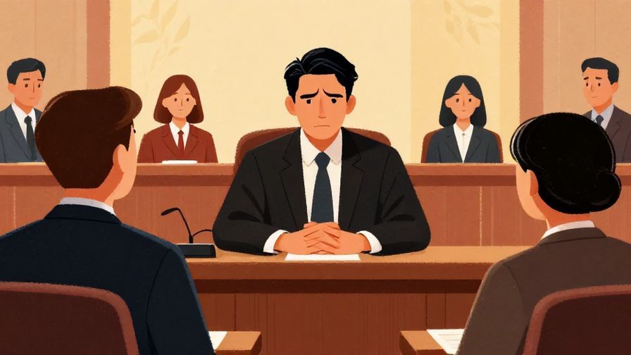 Illustration of a courtroom scene with a judge nodding decisively, serious atmosphere, vibrant colors, illustrated style