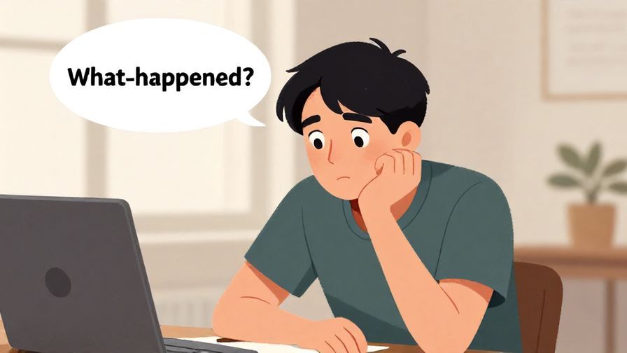 Illustration of a curious person leaning forward slightly with a gentle expression, asking “What happened?” in a casual setting