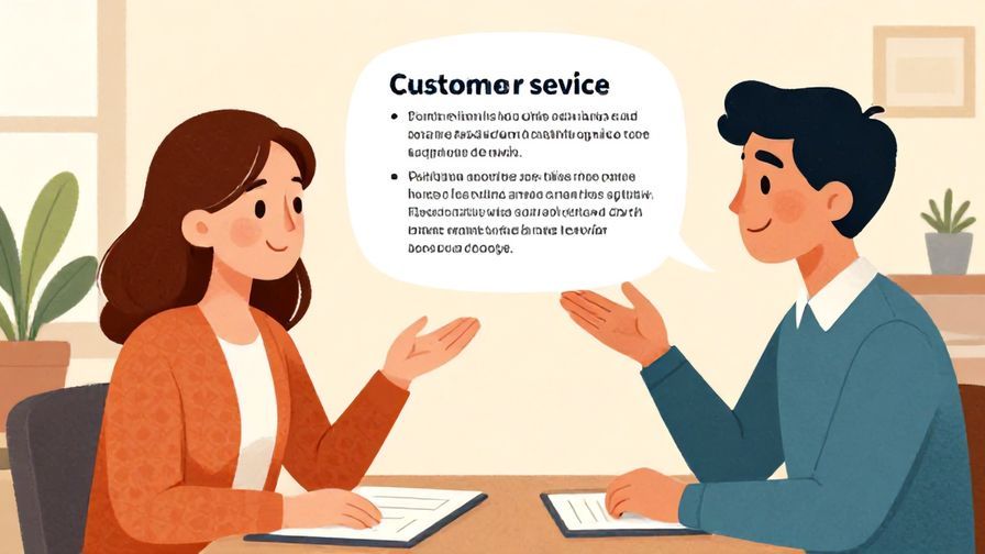 Illustration of a customer service representative politely but firmly explaining rules to a client, detailed background, vibrant colors, illustrated style