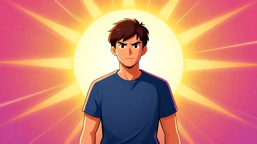 Illustration of a determined person standing firmly with a bright sun behind, emphasizing certainty and strong will, vibrant, dynamic colors