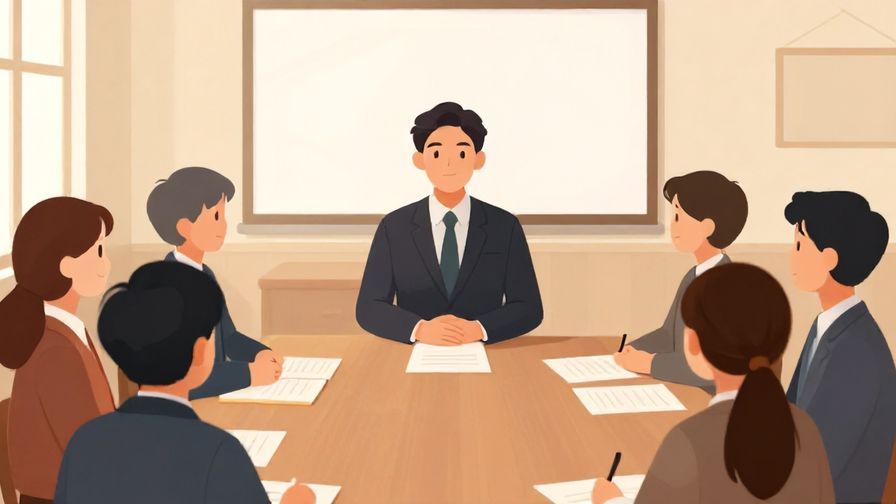 Illustration of a formal meeting room with a person politely holding up a hand, subtle and respectful atmosphere