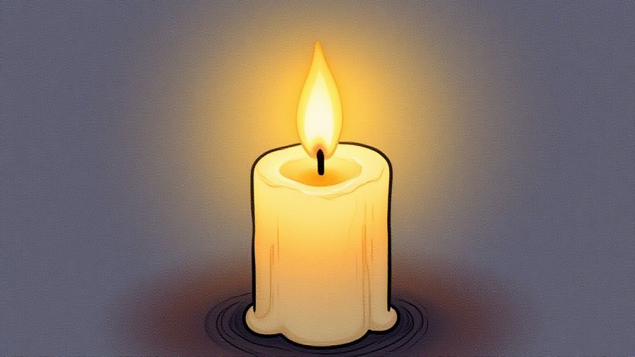 Illustration of a glowing candle flame gently flickering and softly fading, symbolizing pain going away, warm colors, illustrated style