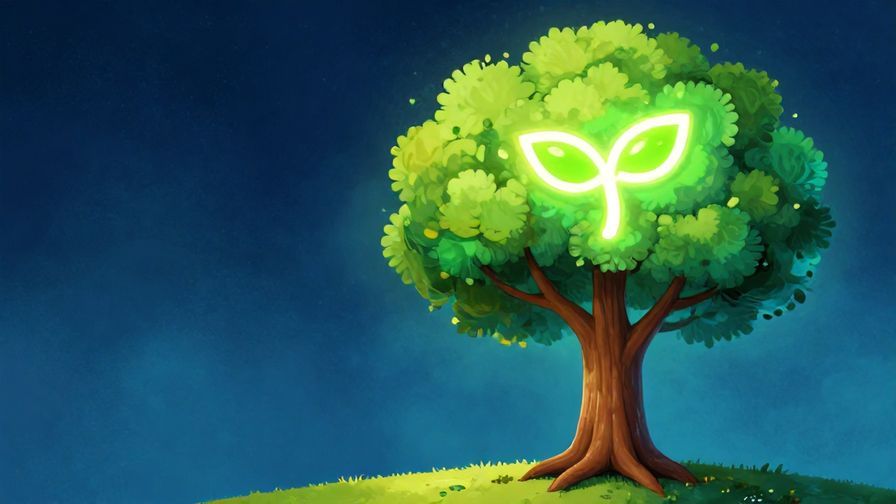 Illustration of a glowing seed sprouting into a strong tree, symbolizing the will of life, vibrant colors, illustrated style