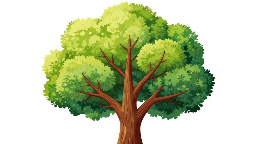 Illustration of a growing tree with many branches reaching upward, symbolizing continuous growth, vibrant colors, illustrated style