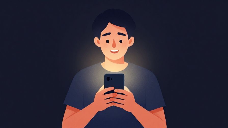 Illustration of a hopeful person holding a smartphone, with a soft glow and gentle background