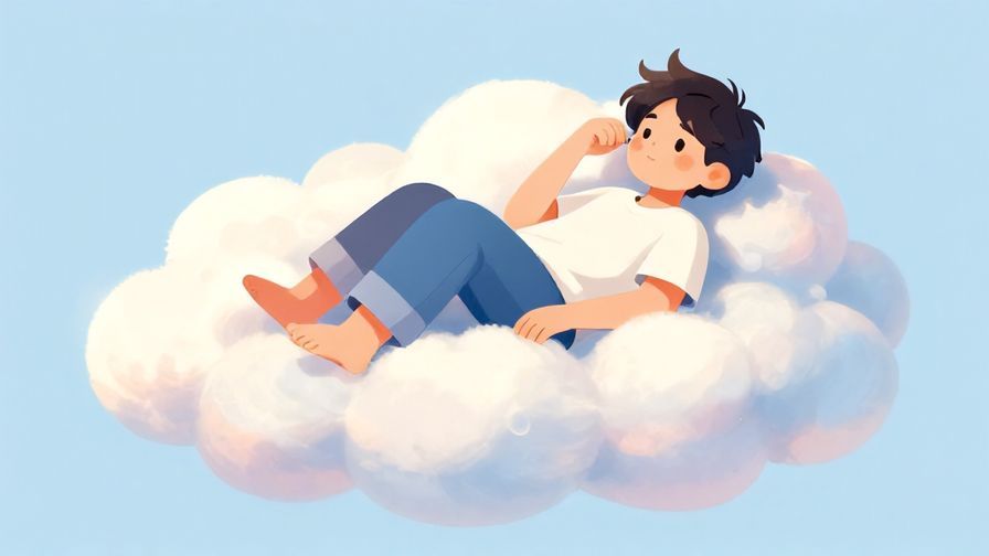 Illustration of a laid-back character lounging on a fluffy cloud with pastel colors and soft lighting
