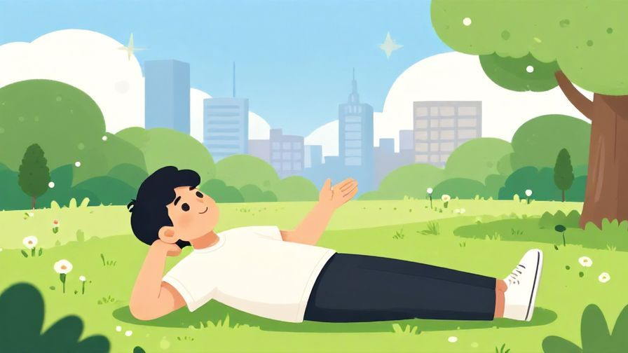 Illustration of a laid-back person giving a casual nod, with a sunny city park background