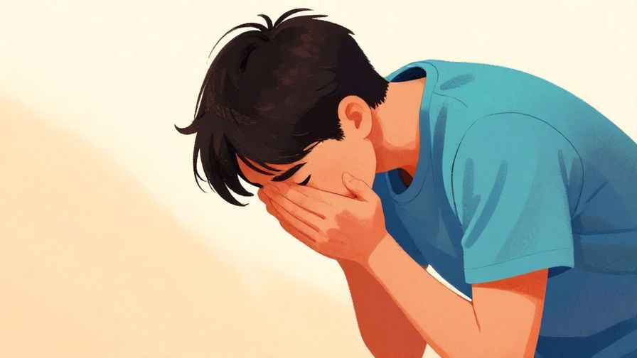 Illustration of a person bowing deeply with a serious and respectful expression, soft light highlighting humility and determination, vibrant colors, illustrated style