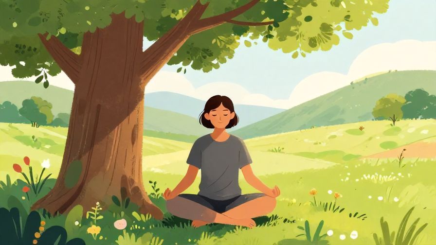 Illustration of a person calmly meditating under a tree, embodying patience and endurance, soft natural background, vibrant colors, illustrated style