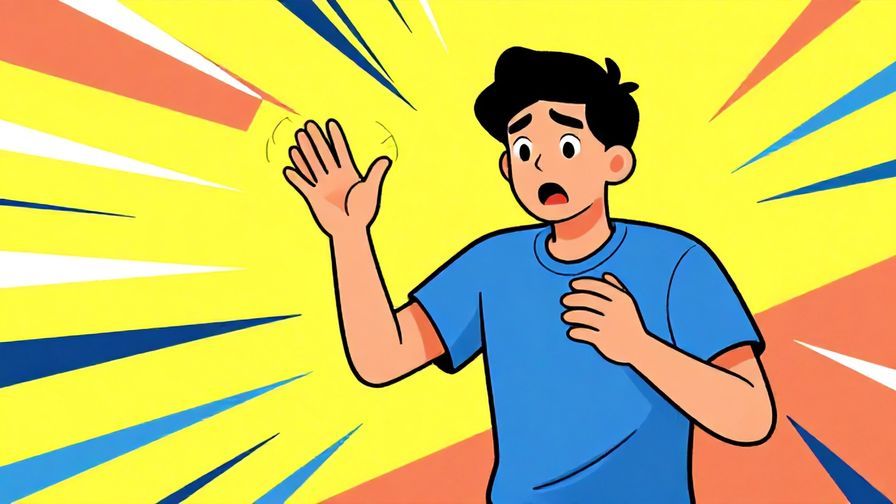 Illustration of a person dropping something accidentally with a shocked expression, vibrant colors, dynamic motion lines