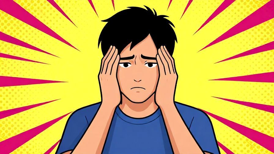 Illustration of a person facepalming with a frustrated but amused expression, bright colors and comic-style background