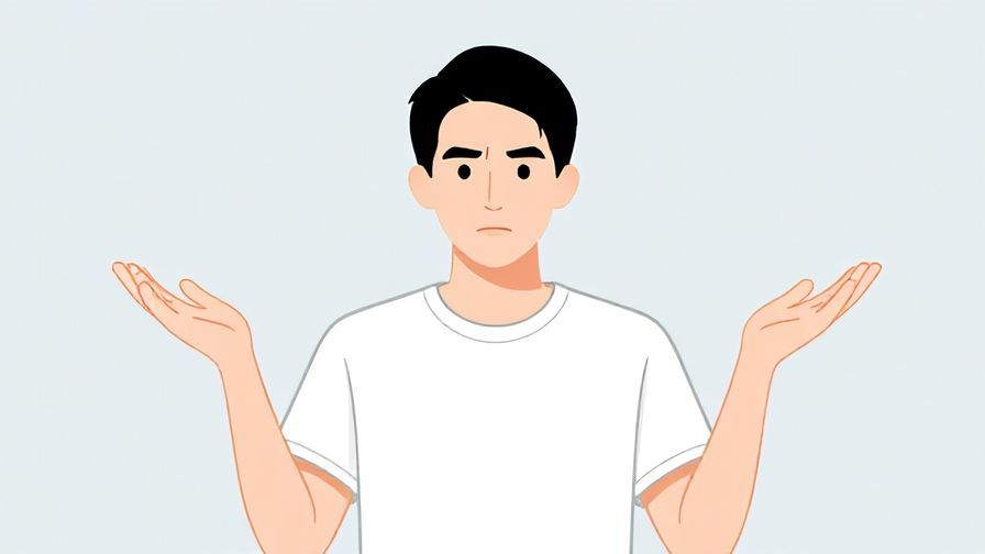 Illustration of a person holding empty hands, looking serious but calm, with a minimalist background