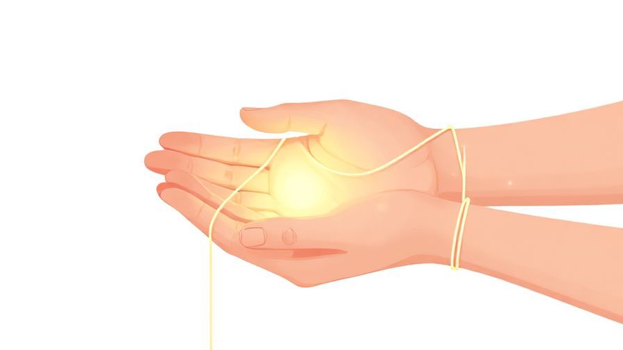 Illustration of a person holding onto a familiar routine, depicted as a warm glowing thread wrapped around their hand