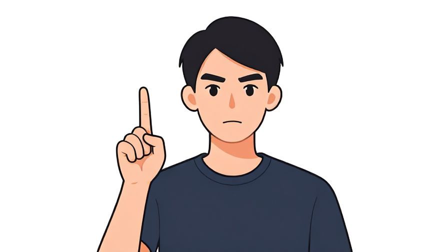 Illustration of a person holding up one finger, signaling “next time,” with a soft but serious expression