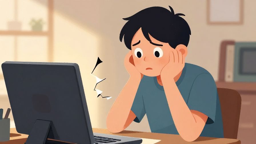 Illustration of a person looking puzzled at a broken gadget, indoor setting with soft lighting, illustrated style