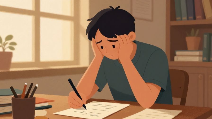 Illustration of a person looking remorseful while writing a letter in a quiet room