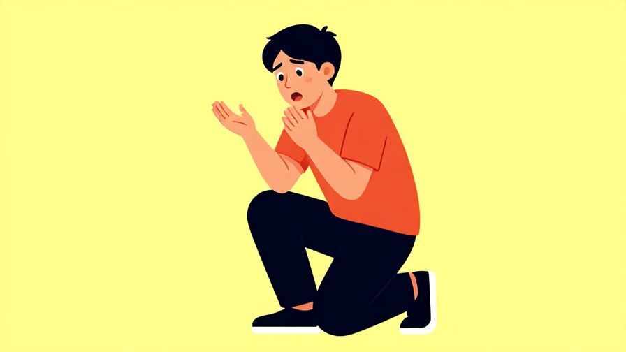 Illustration of a person looking shocked with knees buckling, hands reaching out to steady themselves, bright colors