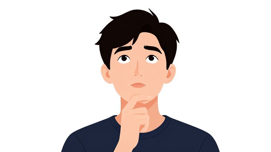 Illustration of a person looking thoughtful, gazing slightly upwards, wondering and curious expression