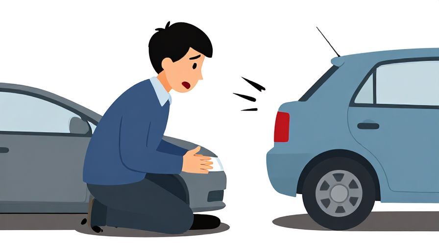 Illustration of a person narrowly avoiding a car or obstacle, face showing shock and relief