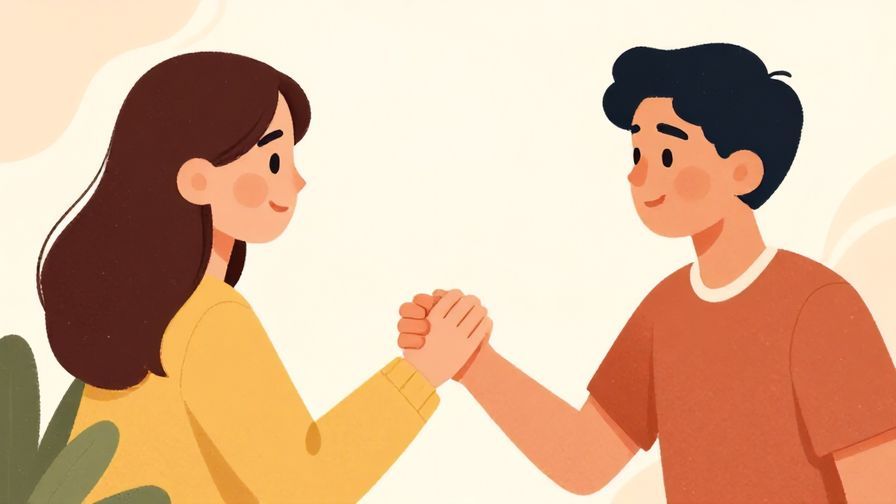 Illustration of a person offering a helping hand to a friend, warm and supportive moment