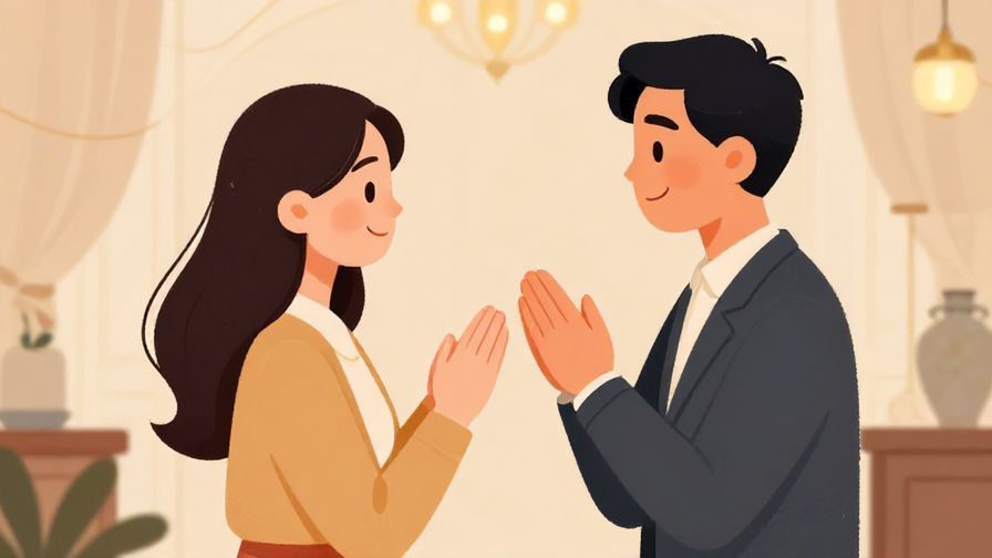 Illustration of a person politely asking a favor with gentle smile, soft indoor lighting, elegant surroundings, illustrated style