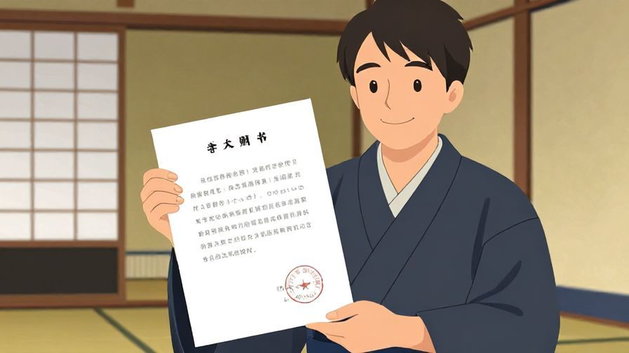 Illustration of a person politely holding out a document with a gentle smile, traditional Japanese room background