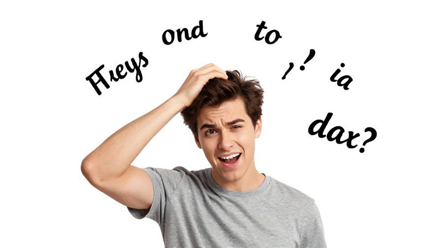 Illustration of a person scratching their head, trying to remember a word, playful and lighthearted background