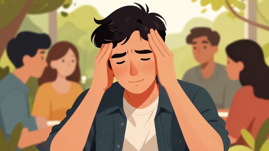 Illustration of a person shaking their head firmly with a slight smile, casual outdoor setting with friends, detailed background, vibrant colors, illustrated style