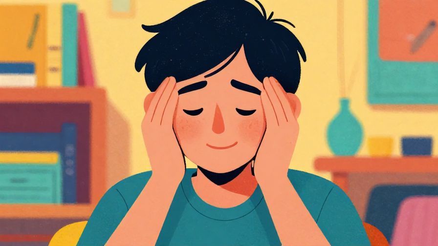 Illustration of a person shaking their head gently with an apologetic smile, detailed background, vibrant colors, illustrated style